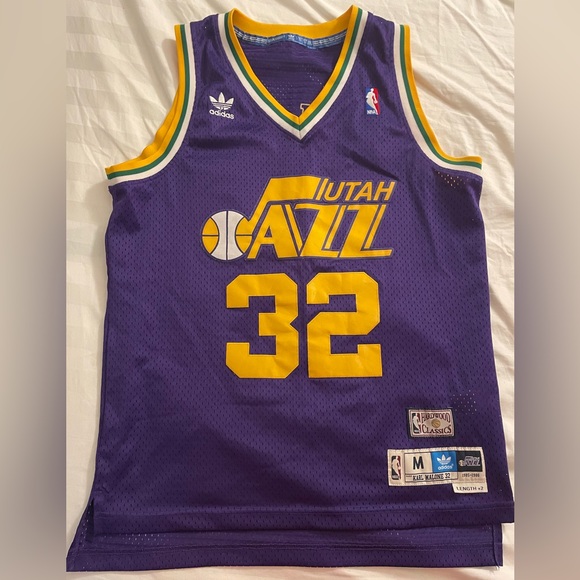 adidas Other - Adidas Karl Malone Throwback Utah Jazz Purple and Yellow Jersey